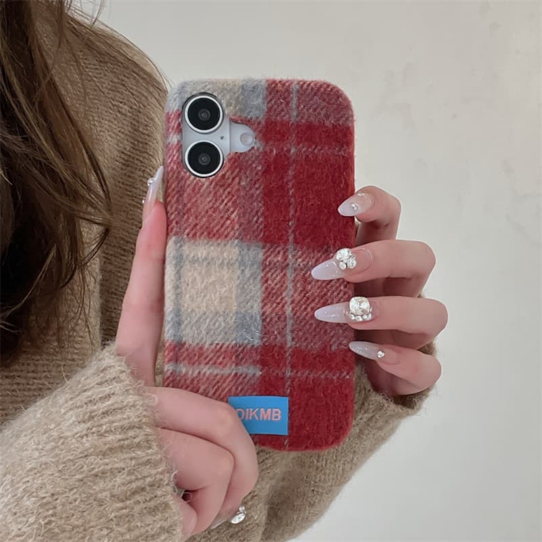 Phone Cases Iphone 13 - Retro Ekose Yumuşak Tüylü Sıcak Telefon