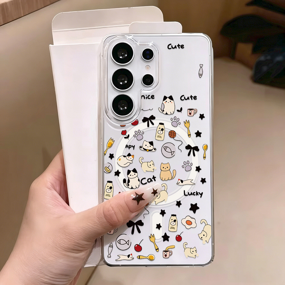 Phone Cases Galaxy A16 5G - Sevimli Kedi Manyetik Telefon Kılıfı Samsung